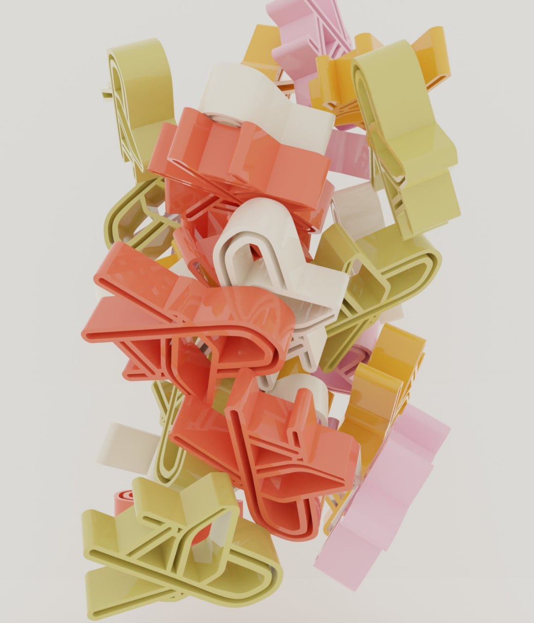 Colorful paper clips abstract art