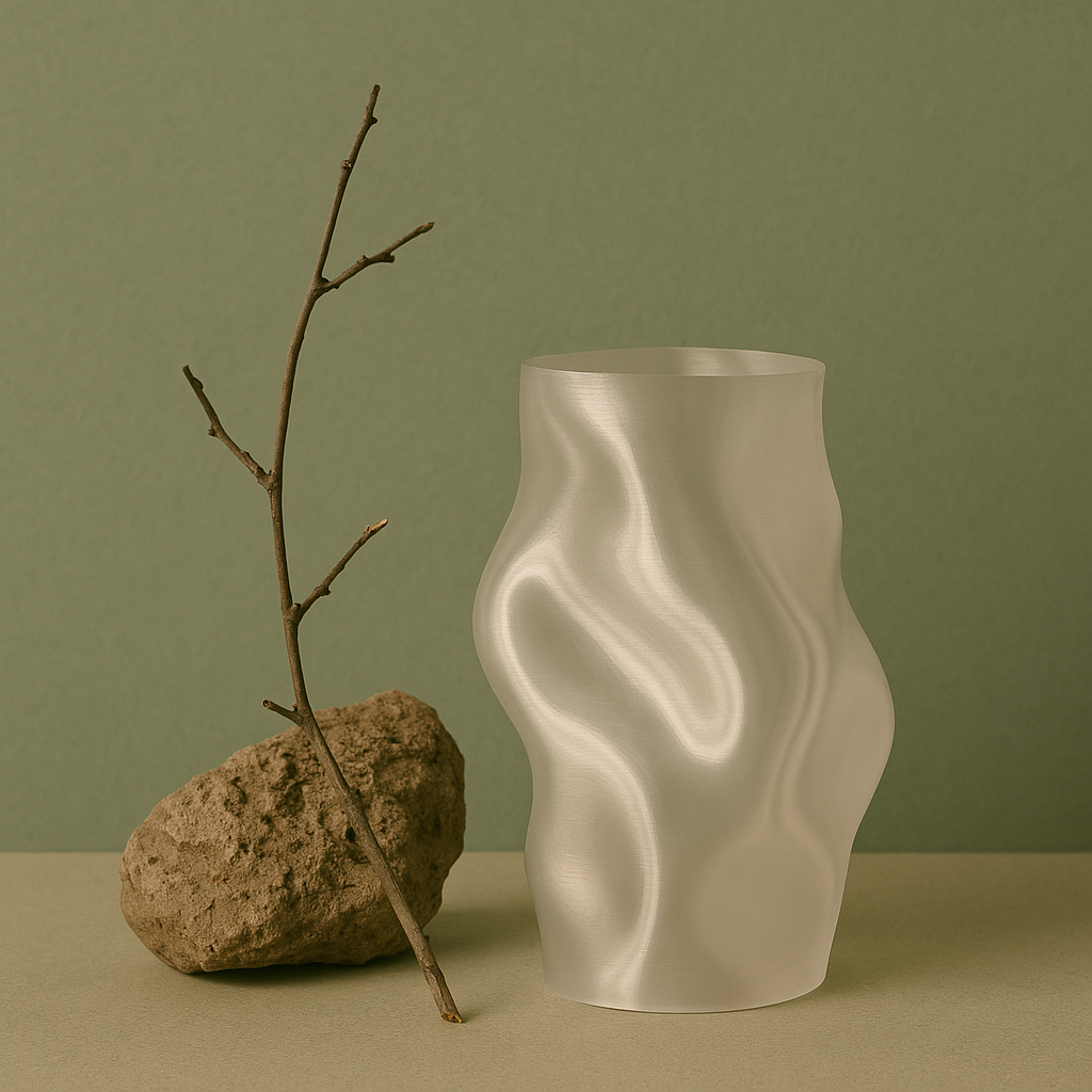 Cream vase with natural elements